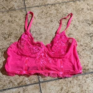 SHEIN Lace Bralette in Vibrant Pink